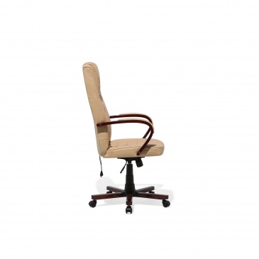 Krzesło biurowe beżowe skóra ekologiczna funkcja masażu Ontano