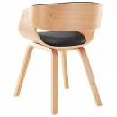 Krzesło do jadalni czarne gięte drewno i sztuczna skóra