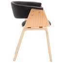Krzesło do salonu czarne gięte drewno i sztuczna skóra