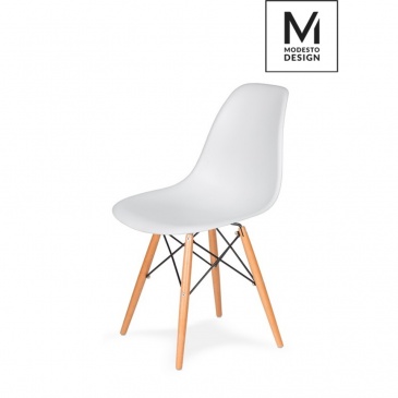 Krzesło DSW Modesto Design białe-podstawa bukowa