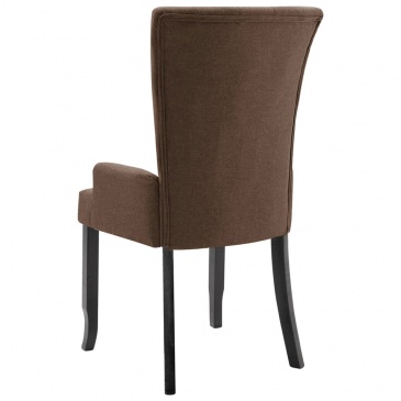 Krzesło do jadalni z podłokietnikami brązowe materiałowe