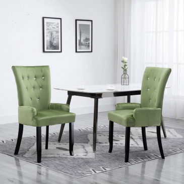 Krzesło do salonu z podłokietnikami jasnozielone aksamitne