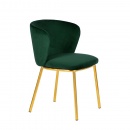 Krzesło MANDY ciemny zielony - welur, podstawa złota