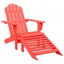 Krzesło ogrodowe adirondack z podnóżkiem, jodłowe, czerwone