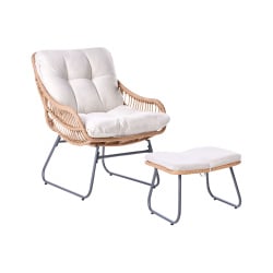 Krzesło ogrodowe MESTRE Z podnóżkiem Technorattan Jasnobeżowy Krzesło ogrodowe MESTRE Z podnóżkiem Technorattan Jasnobeżowy