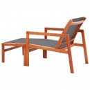 Krzesło ogrodowe z podnóżkiem, szare, eukaliptus i textilene