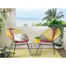 Krzesło rattanowe różowo-żółto-beżowe ACAPULCO