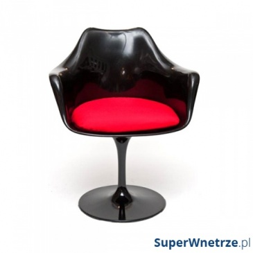 Krzesło TulAr czarny/czerwona poduszka
