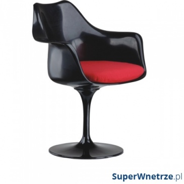 Krzesło TulAr czarny/czerwona poduszka