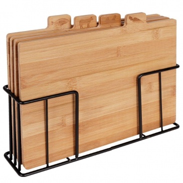 Kuchenna deska bambusowa do krojenia serwowania 4 sztuki zestaw desek w metalowym stojaku