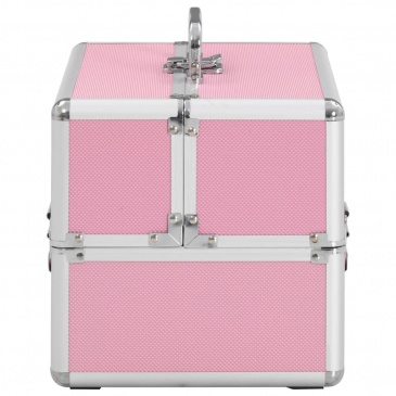 Kuferek na kosmetyki, 22 x 30 x 21 cm, różowy, aluminiowy