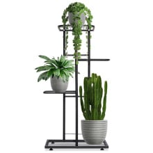 Kwietnik 4-poziomowy na doniczki metalowy czarny 80 cm Kwietnik 4-poziomowy na doniczki metalowy czarny 80 cm