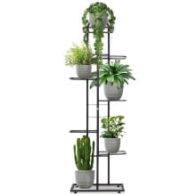 Kwietnik 7-poziomowy na doniczki metalowy czarny 138 cm