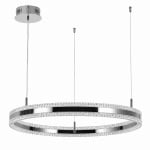 Lampa wisząca ARKADIA LED 80 cm - tytanowa z kryształowym pierścieniem