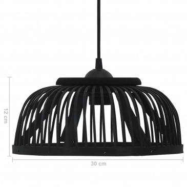 Lampa wisząca, czarna, bambusowa 40 W 30x12 cm, E27, półkolista