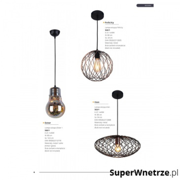 Lampa wisząca 80x34cm Lampex Iten czarna