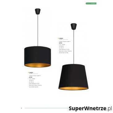 Lampa wisząca Legio B Lampex czarno-złota