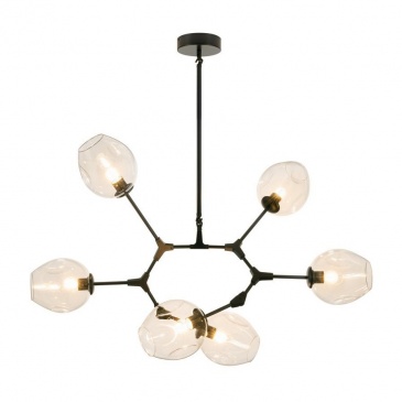 Lampa wisząca MODERN ORCHID-6 transparentno czarna 130 cm