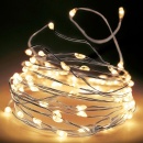 Lampki druciki świąteczne wewnętrzne na baterie srebrne ciepły biały 20 led 95 cm