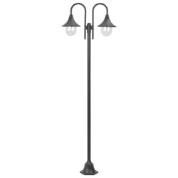 Latarnia ogrodowa 2-punktowa, 220 cm, aluminium, E27, brązowa Latarnia ogrodowa 2-punktowa, 220 cm, aluminium, E27, brązowa