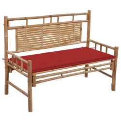 ławka ogrodowa z poduszką, 120 cm, bambusowa ławka ogrodowa z poduszką, 120 cm, bambusowa