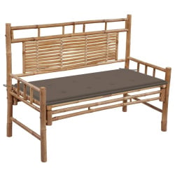 ławka ogrodowa z poduszką, 120 cm, bambusowa ławka ogrodowa z poduszką, 120 cm, bambusowa