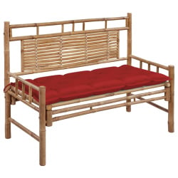 ławka ogrodowa z poduszką, 120 cm, bambusowa ławka ogrodowa z poduszką, 120 cm, bambusowa