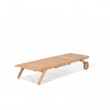 Leżak ogrodowy drewniany z poduszką szarą CESANA
