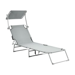 Leżak ogrodowy FOLIGNO Rozkładany Metal Szary