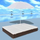Łóżko ogrodowe z parasolem polirattan brązowe