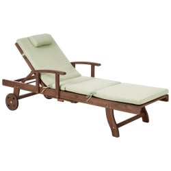 Leżak ogrodowy z poduszką AMANTEA PREMIUM Drewno akacjowe Zielony