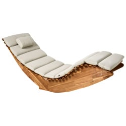 Leżak ogrodowy z poduszką BRESCIA PREMIUM Drewno akacjowe Beżowoszary