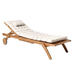 Leżak ogrodowy z poduszką CESANA PREMIUM Drewno akacjowe Jasnobeżowy