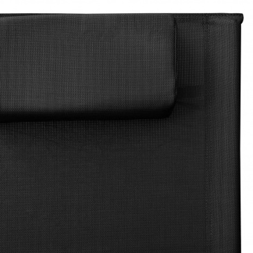 Leżaki, tworzywo textilene, 2 szt., czarno-szare