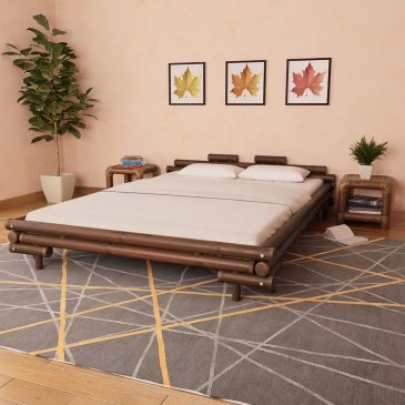 Łóżko bambusowe, 160 x 200 cm, ciemny brąz