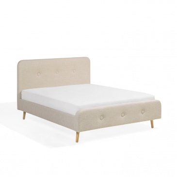 Łóżko beżowe - 140x200 cm - łóżko tapicerowane - Marino BLmeble