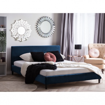 Łóżko ciemnoniebieskie tapicerowane welwet 180 x 200 cm Danimarca BLmeble