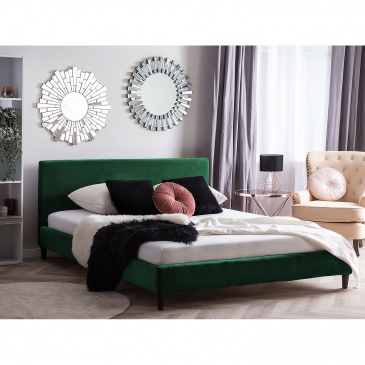 Łóżko ciemnozielone tapicerowane welwet 160 x 200 cm Danimarca BLmeble