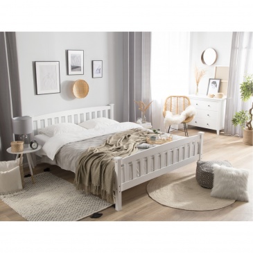 Łóżko drewniane 160 x 200 cm białe GIVERNY