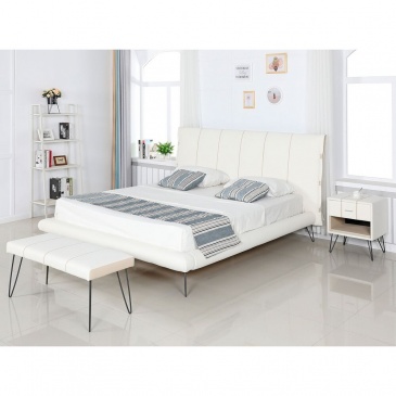 Łóżko ekoskóra 180 x 200 cm białe BETIN