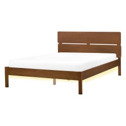 łóżko led boisset 140 x 200 cm led jasne drewno