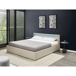 Łóżko LED z pojemnikiem ARMELLE 180 x 200 cm Beżowy Łóżko LED z pojemnikiem ARMELLE 180 x 200 cm Beżowy