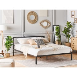 łóżko metalowe 160 x 200 cm czarne cusset łóżko metalowe 160 x 200 cm czarne cusset