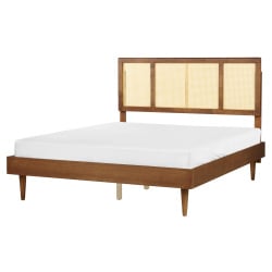 łóżko rattan auray 160 x 200 cm brązowy