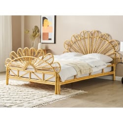 łóżko rattan florentine 160 x 200 cm jasnobrązowy