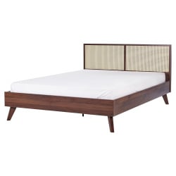 Łóżko Rattan MONPAZIER 160 x 200 cm Ciemnobrązowy