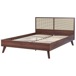 Łóżko Rattan MONPAZIER 160 x 200 cm Ciemnobrązowy