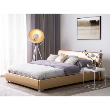 Łóżko skórzane 140 x 200 cm złote PARIS
