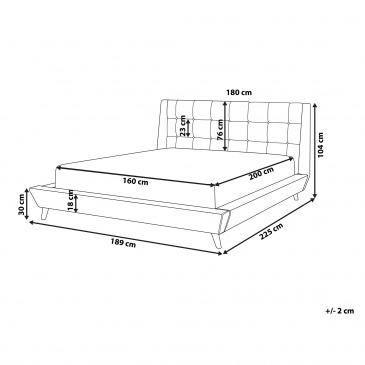 Łóżko szare tapicerowane 160 x 200 cm TOURS
