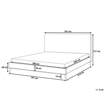 Łóżko szare tapicerowane 180 x 200 cm BAYONNE